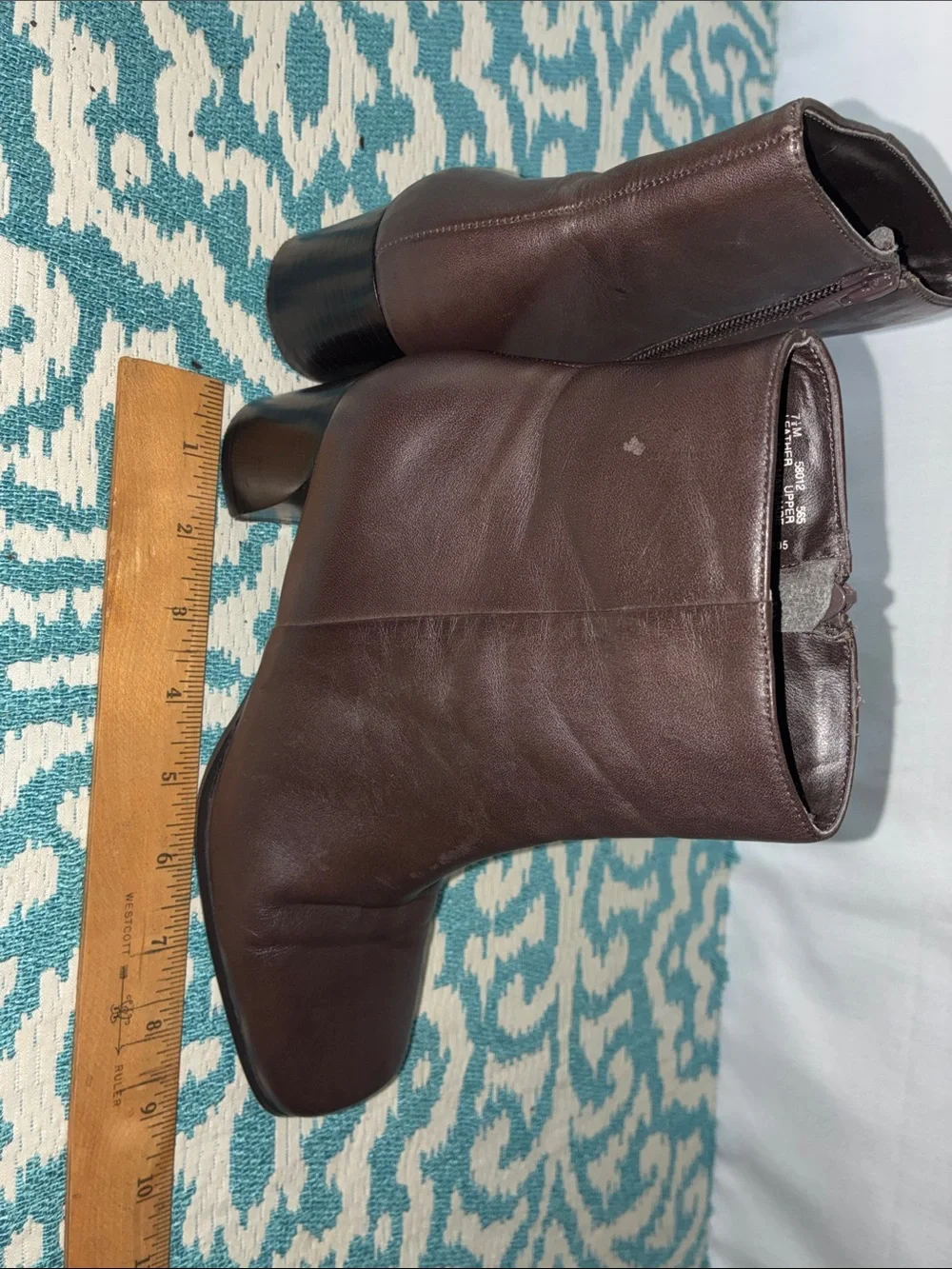 Laura Scott Vintage Brown Leather Women’s Ankle Booties with Side Zip Sz 7 1/2